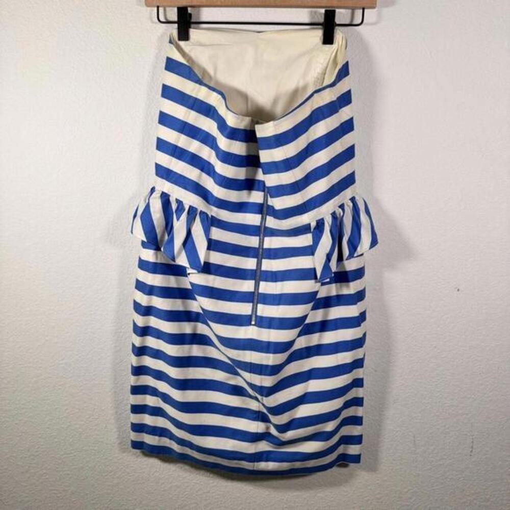 Lilly Pulitzer Maybell Strapless‎ Dress Swizzle Stripe Worth Blue Womens Size 8 - Picture 2 of 5